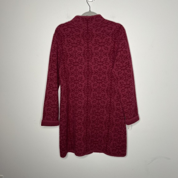 Sundance Sweater Coat Womens XS Pink Jacquard Lambswool Button Front Longline‎ - Picture 8 of 12
